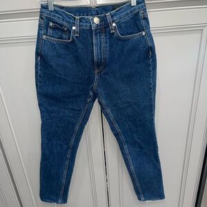 Rag and Bone High Waisted Raw Hem skinny ankle jeans size 25